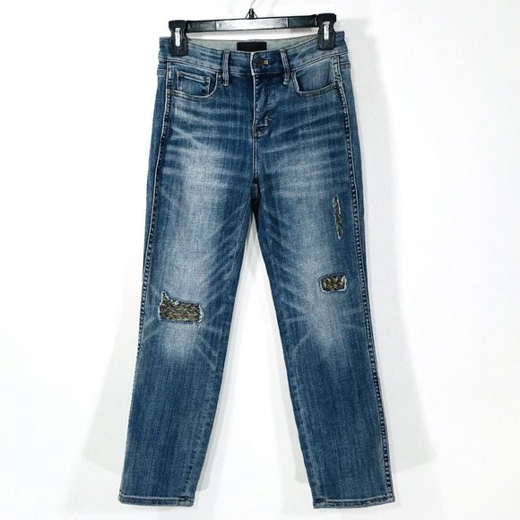 White House Black Market High Rise Straight Jeans Sz 2 Petite(2P) Beaded - Picture 2 of 16